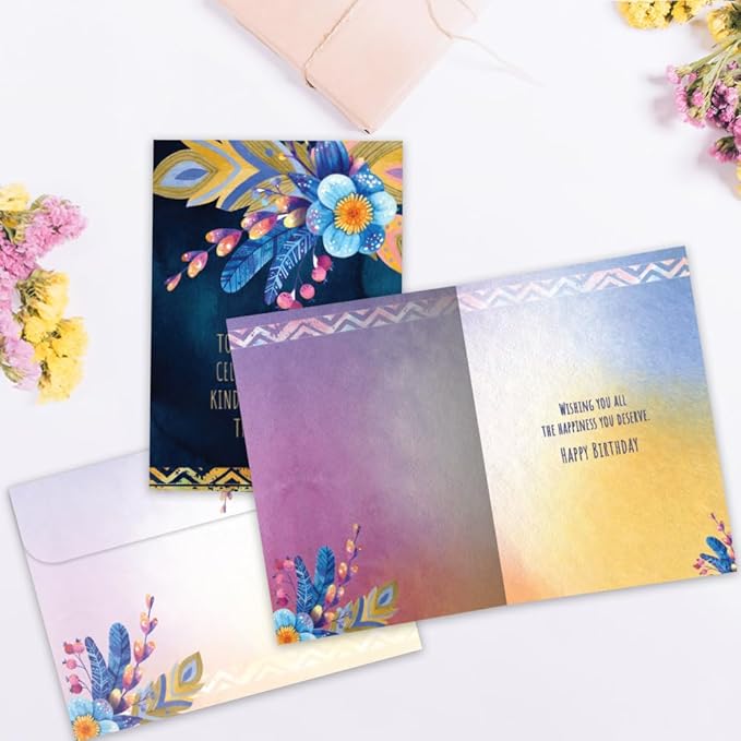 Tree-Free Greetings - Birthday Cards - Artful Designs - 2 Cards + Matching Envelopes - Made in USA - 100% Recycled Paper - 5 x 7 - Warm Kind Gentle (GT65336)
