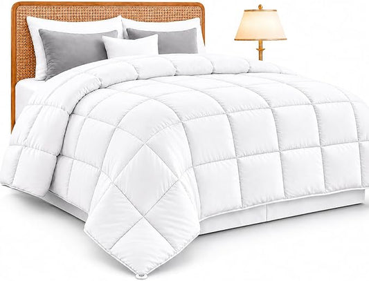 Queen Comforter Duvet Insert - Down Alternative, All Season Fluffy Lightweight Quilted Comforter with Corner Tabs, Machine Washable Hypoallergenic Microfiber, Oeko-TEX Certified, 88x88 - LUX Décor