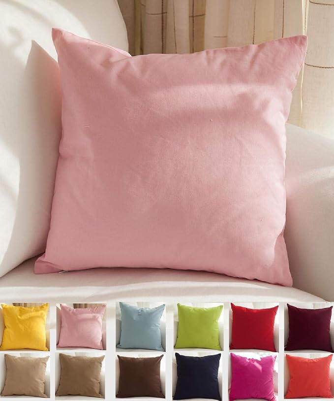 TangDepot 100% Cotton Solid Throw Pillow Cover 18x18 Salmon Pink | 100% cotton, same-color zip, machine wash & air dry. For living room, bedroom, office, car. 42 colors, 253 sizes. Cover only.