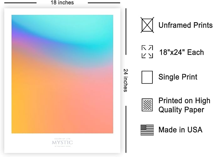 Monem Art Mystic Iridescent Gradient Print - Minimalist Abstract Color Field Poster - Wall Decor for Living Room, Bedroom or Office - 18x24 Unframed Wall Art by Rs Lab Studio