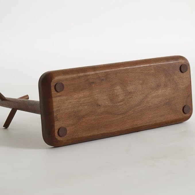 Black Walnut Solid Wood Key Dish Bowl for Entryway Table Square Tray With 3 Hooks, Open Storage for Keys, Wallet, Jewelry (Walnut, Rectangle)