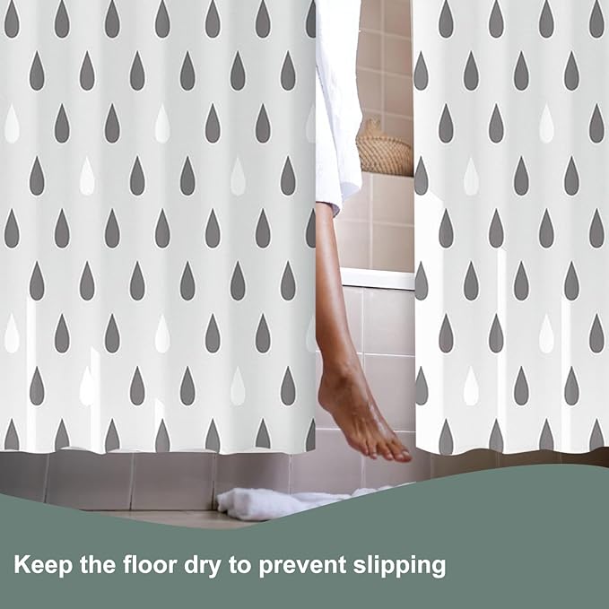 Plastic Shower Curtain Liner, Premium EVA 6G Raindrop Shower Curtain, Shower Curtains for Bathroom with 3 Magnetic Weights and Rustproof Grommets (Raindrops, 72x72 in)