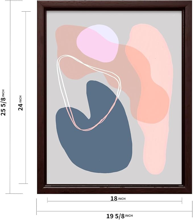 Monem Art Abstract Organic Shapes Print - Minimal Scandinavian Line Art Poster - Wall Decor for Living Room, Bedroom or Office - 18x24 Brown Framed CANVAS Wall Art by Mareike Bohmer