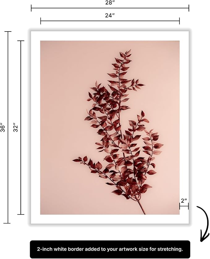 Monem Art Dried Red Botanical Branch Print - Minimalist Boho Nature Poster - Wall Decor for Living Room, Bedroom or Office - 24x32 ROLLED CANVAS Wall Art by Mareike Bohmer