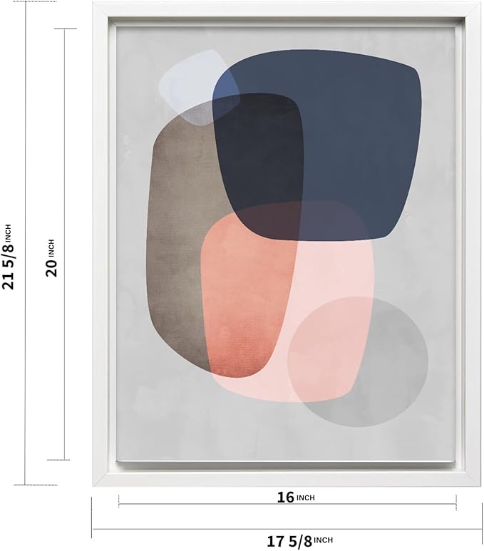 Monem Art Pastel Abstract Organic Shapes Print - Scandinavian Minimalist Art Poster - Wall Decor for Living Room, Bedroom or Office - 16x20 White Framed CANVAS Wall Art by Mareike Bohmer