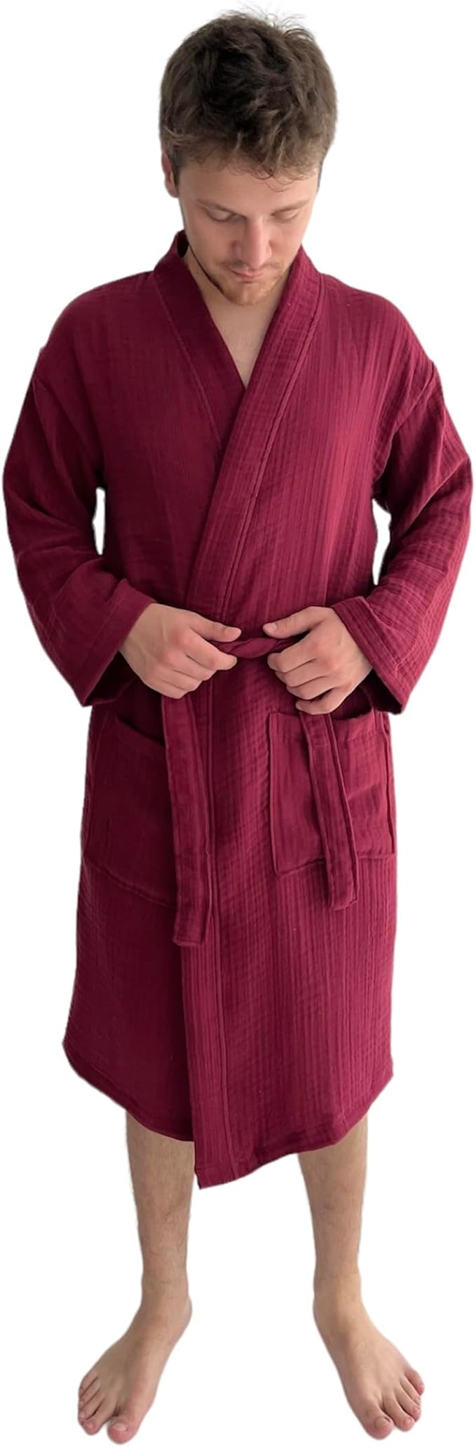 Muslin Bathrobe - Cotton Gauze Robe for Women and Men - Lightweight Breathable Summer Kimono - Boho Spa/Maternity Robe