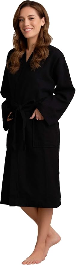 Women's Personalized Luxury Cotton Bathrobe-Customizable Waffle Lightweight Robe-Soft & Absorbent