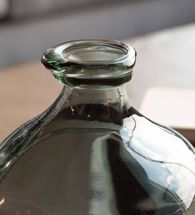 VivaTerra Recycled Bubble Glass Balloon Vase – Handblown Glass Vases for Centerpieces – Unique Organic Shape in a Delicate Grey Color – Sustainable and Unique Home Decor (7" H x 6.25" Dia.)