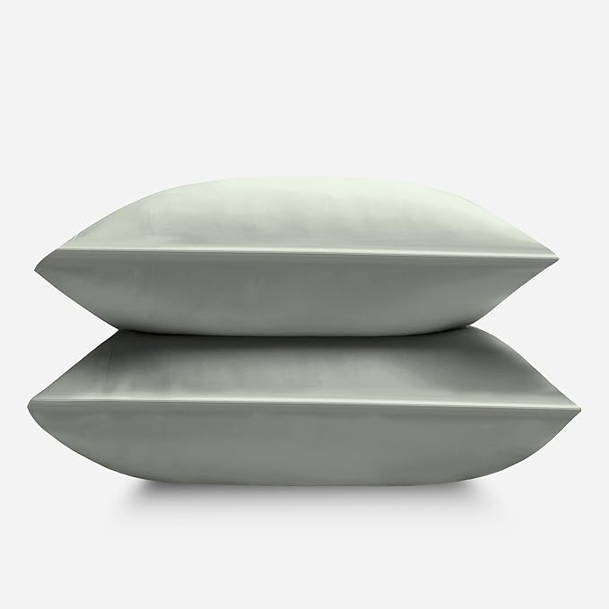 DOZ Pillowcase Set, 100% Viscose derived from Bamboo, Organically Grown, Buttery Soft, Silky, Breathable, Cooling, Oeko-TEX, High GSM, 2-Pack, Envelope Closure (King, Sage)