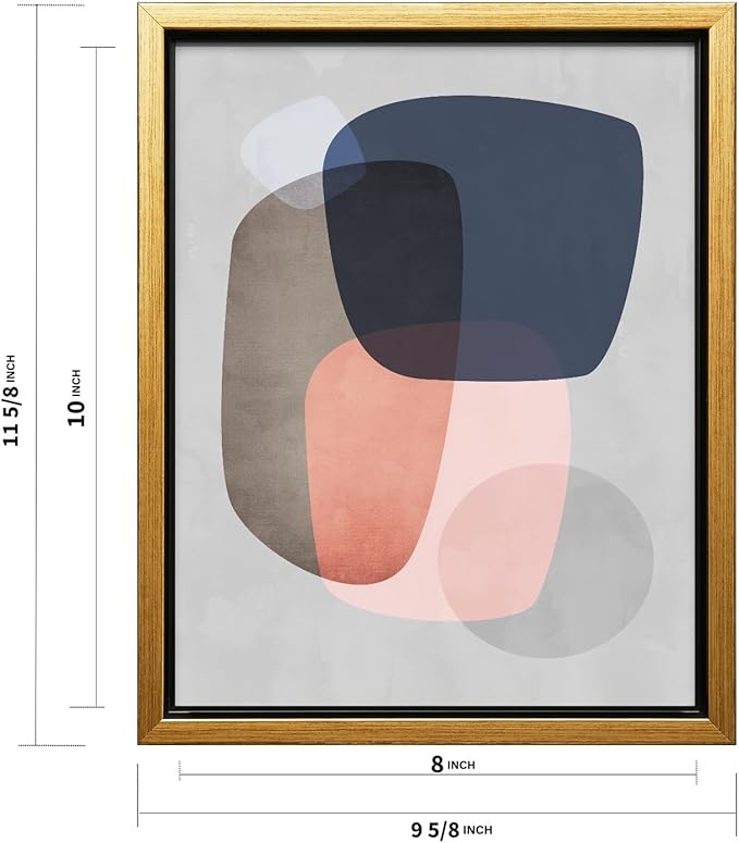 Monem Art Pastel Abstract Organic Shapes Print - Scandinavian Minimalist Art Poster - Wall Decor for Living Room, Bedroom or Office - 8x10 Gold Framed CANVAS Wall Art by Mareike Bohmer