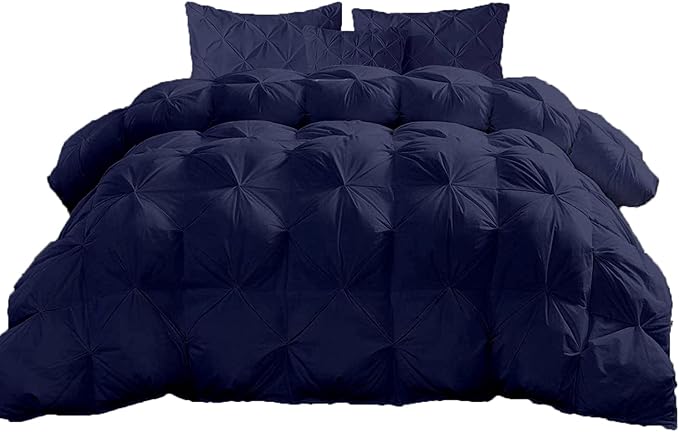 Hypoallergenic 1000-TC Pinch Pleated Down Alternative Comforter Oversized King Size 116 x 98 Inches 1pc Comforter & 2 pcs Pillow Covers, 700 GSM & All Side Corner Tabs 100% Egyptian Cotton