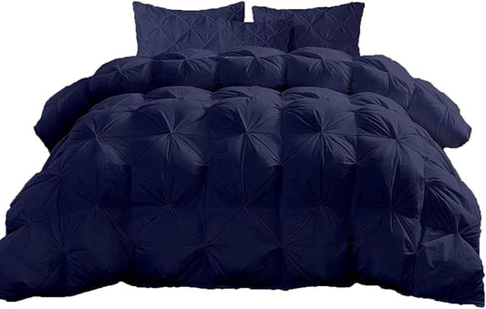 Hypoallergenic 1000-TC Pinch Pleated Down Alternative Comforter Oversized King Size 116 x 98 Inches 1pc Comforter & 2 pcs Pillow Covers, 700 GSM & All Side Corner Tabs 100% Egyptian Cotton