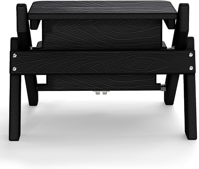 Dog Stairs and Steps, HDPE Plastic Wood Grain, 2-in-1 Foldable Pet Ramp for Small and Medium Dogs and Cats, for Bed Couch and Car, No Assembly Required, Supports Up to 150lbs, Black