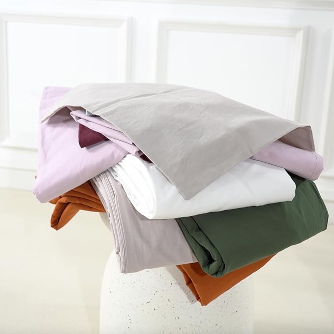 NEXHOME PRO Duvet Cover Set Queen Size Linen Feel Textured Organic Natural 100% Washed Cotton Duvet Cover 3 Pieces Bedding Set with Zipper Closure, Breathable, Soft, Forest Green (No Comforter)