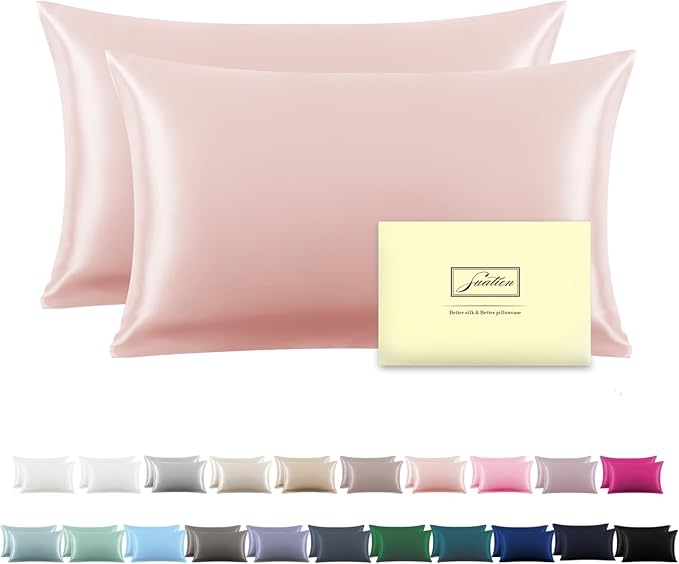 Silk Pillow Cases 2 Pack,Soft Breathable and Sliky Queen Size Pillow Cases Set of 2,Natural Mulberry Silk Pillowcase Set of 2 for Hair and Skin with Hidden Zipper (Coral,20"X 30",2pcs)