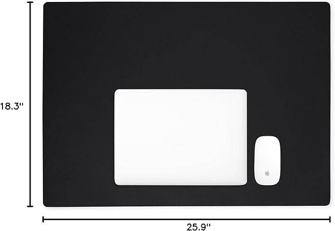 Leatherology Premium Black Full Grain Leather Desk Pad – Modern Desk Mat for Home Office or Workspace – Water & Scratch Resistant, Slim Portable Design with Microsuede Lining