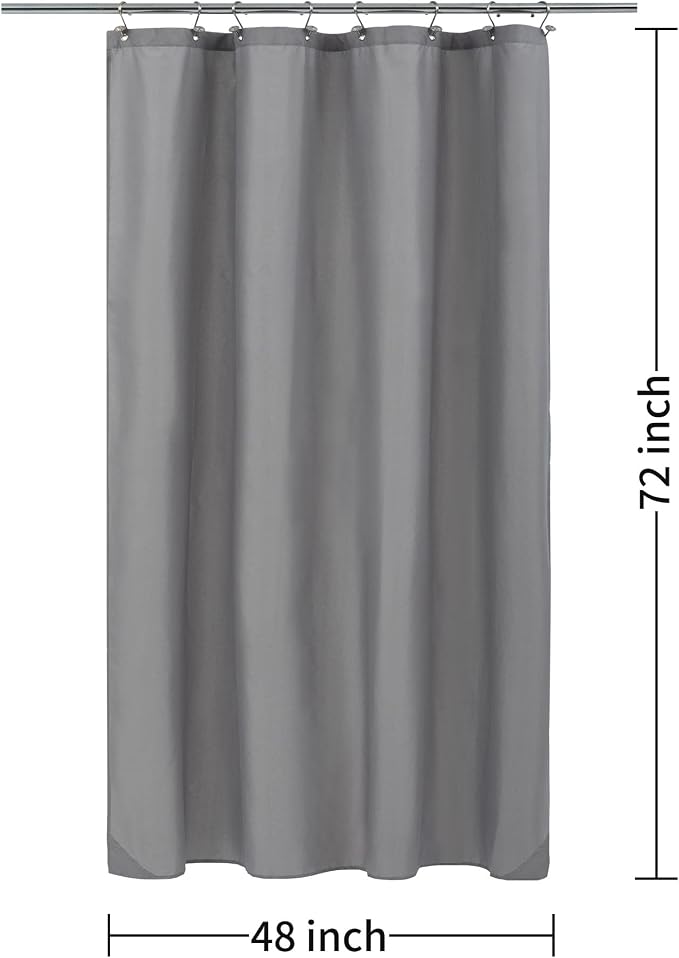ALYVIA SPRING Stall Fabric Shower Curtain Liner Waterproof - 48" x 72", Soft & Lightweight Stall Size Shower Curtain with Magnets, Machine Washable - 48x72, Grey