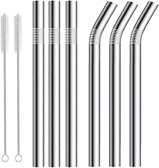 12" Stainless Steel Straws Replacement for 40 oz and 30 oz Cup Tumbler, 8 Pack Metal Straws Reusable with Cleaning Brush for 40 oz & Simple Modern Tumbler with Handle