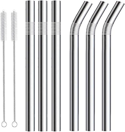 12" Stainless Steel Straws Replacement for 40 oz and 30 oz Cup Tumbler, 8 Pack Metal Straws Reusable with Cleaning Brush for 40 oz & Simple Modern Tumbler with Handle
