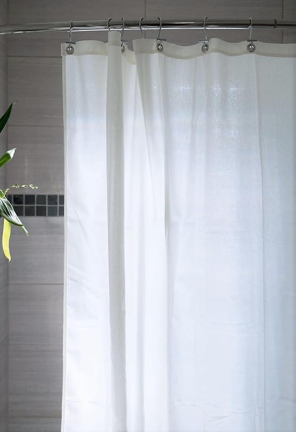 Organic Cotton Shower Curtain Liner - Durable and Breathable Standard Bathtub Shower Curtain - A Stylish Quality Bathroom Drape for Master Bath Tubs, Guest Bathrooms and Dorms - 70"x74", White