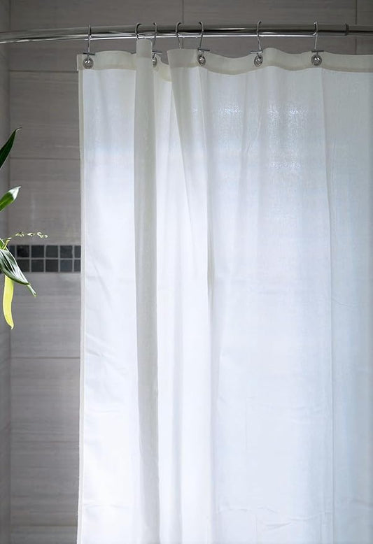 Organic Cotton Shower Curtain Liner - Durable and Breathable Standard Bathtub Shower Curtain - A Stylish Quality Bathroom Drape for Master Bath Tubs, Guest Bathrooms and Dorms - 70"x74", White