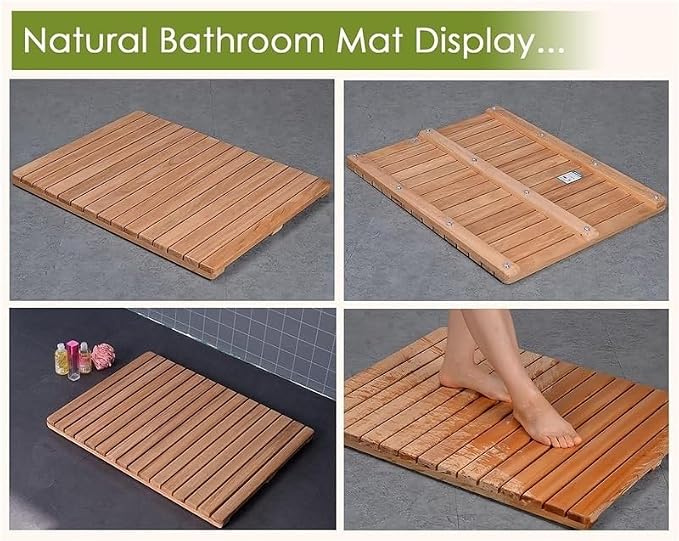 Square Teak Shower Mat 20 24 26 28 30 32 34 36in, Elevated Waterproof Non Slip Solid Wood Bath Mat for Bathtub/Inside Outside Showers/Spa, Customizable(34x38in(86x97cm))