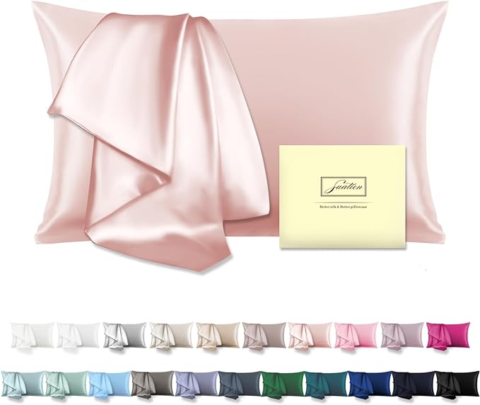 Natural Mulberry Silk Pillowcase for Hair and Skin Queen Size 20"X30" Pillow Case with Hidden Zipper Soft Breathable Smooth Cooling Silk Pillow Covers for Sleeping (Coral,Queen,1Pcs)