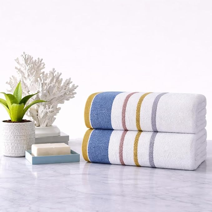 CASA COPENHAGEN White Bay 2Pcs 100% Egyptian Cotton Large Designer Bathsheet Towels Gift Set- Grey - Charcoal, 600GSM, 35"x70" 2Bath Sheet Towels for Bathroom (Gift Set for Women & Men)