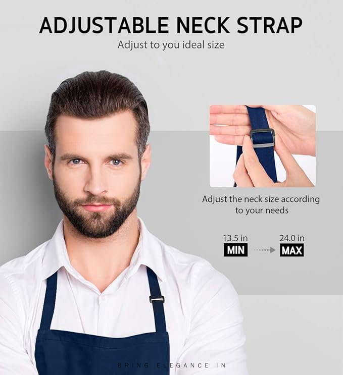 Syntus Apron for Men Women, Adjustable Cooking Kitchen Chef Aprons with 2 Pockets