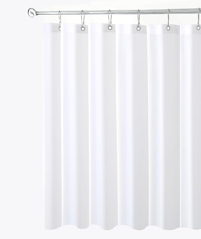 Biscaynebay Fabric Narrow Shower Stall Curtain Liners 36 Inch Width by 72 Inch Length, White Water Resistant Bathroom Curtains Rust Resistant Grommets (6 Holes) Machine Washable