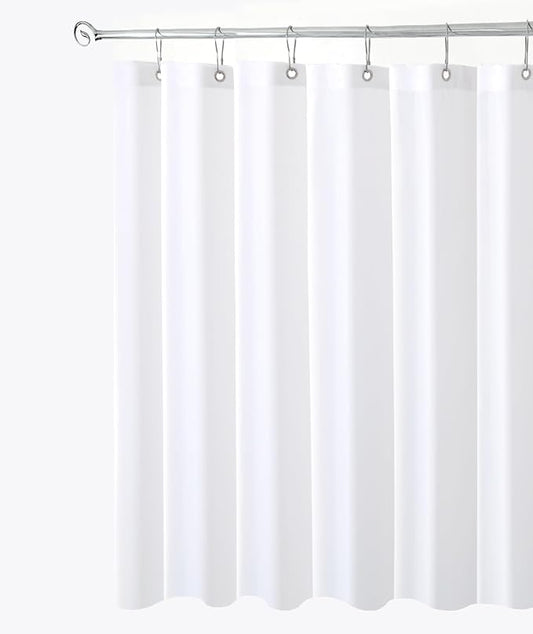 Biscaynebay Fabric Shower Stall Curtain Liners, White 54 Inch Width by 72 Inch Length, Water Resistant Bathroom Curtains, Rust Resistant Grommets (9 Holes) Weighted Bottom Machine Washable