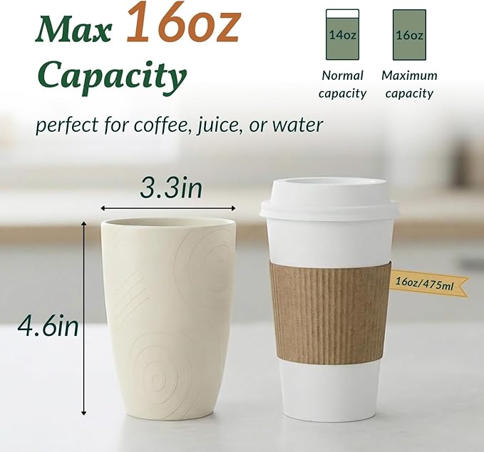 Homienly Unbreakable Drinking Glasses 16oz Wheat Straw Cups–6-Pack Reusable Stackable & Dishwasher Safe Cups for Kitchen-Beige