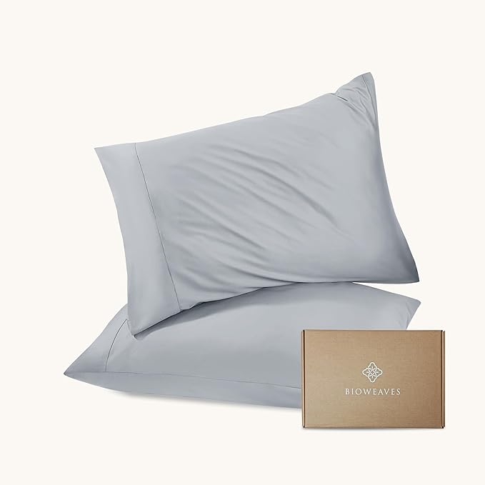 Bioweaves 100% Organic Cotton Envelope Pillow Cases 300 Thread Count Soft Sateen Weave GOTS Certified – 20 X 27, Set of 2, Shore