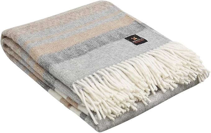 Alpaca Wool Blanket Throw Cherokee Design for Bed Couch Sofa Soft Warm Peruvian Alpaca Wool Blankets 72" x 60" (Combination 22 (Ivory/Soft Gray/Beige/Tan))