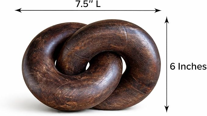 Knot Coffee Table Home Console Table Decor Items Book Shelf Decor Accents Living Room Wood Knot Decor Chain Link Decor - Housewarming, Anniversary Wedding Gift Ideas (Walnut Wood)