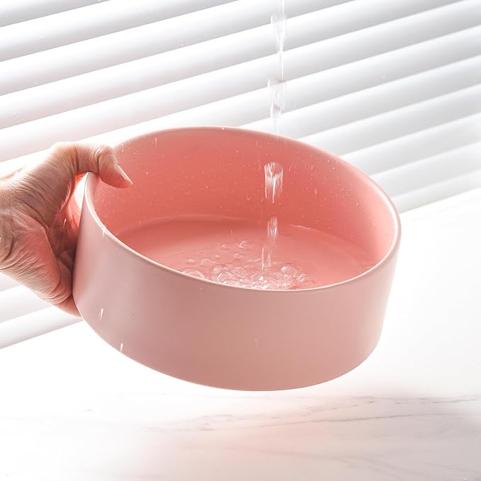 6'' Ceramic Dog Bowl - 30Oz Classic Dogs Food & Water Bowl for Small and Medium Breed Dogs, Heavy Duty Non-Slip Dog Dishes, Food Grade Stoneware Pet Bowl, Dishwasher & Microwave Safe, Pink