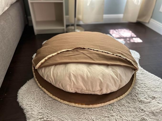 Round 100% Cotton Canvas Dog Bed Cover: Washable, Durable, Eco-Friendly, Multiple Colors, XS-XXL, Made in USA (Medium Brown, X Large 42 Inches)