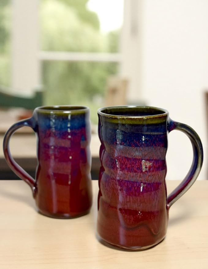 Plum Perfect Spiral Stoneware Mug, American Made Pottery, 14 oz