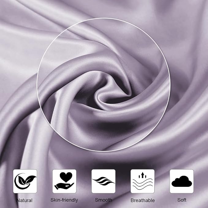 Ravmix Silk Pillow Cases with Zipper, 21momme Mulberry Silk Pillowcase for Hair Skin Health, Soft Smooth Breathable Cool Pillow Cover for Beauty Sleep with Gift Box 1PC(Standard 20"x26", Lilac)