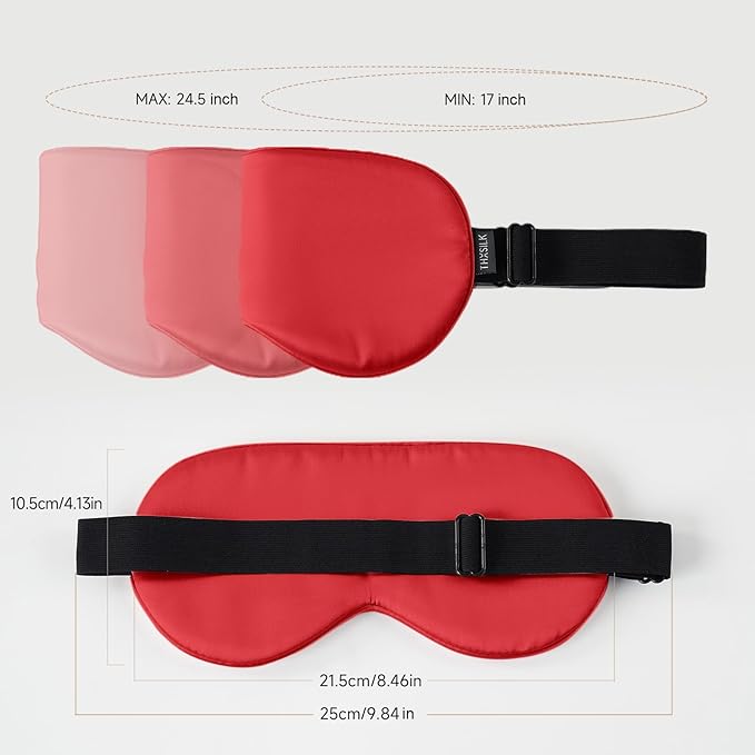 THXSILK Sleep Mask 100% 19 Momme Pure Mulberry Silk Super Smooth Cooling Sleep Eye Mask Blackout for Women/Man/Kids Eye Cover with Wide Head Strap Good Night Sleep Comfortable Travel and Nap, Red