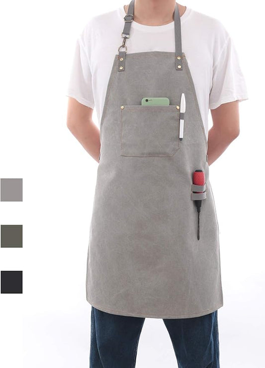 No-Tie Canvas Apron Heavy-Duty 16OZ Work Apron with Front Pocket Extra Long Straps Adjustable M–XXL