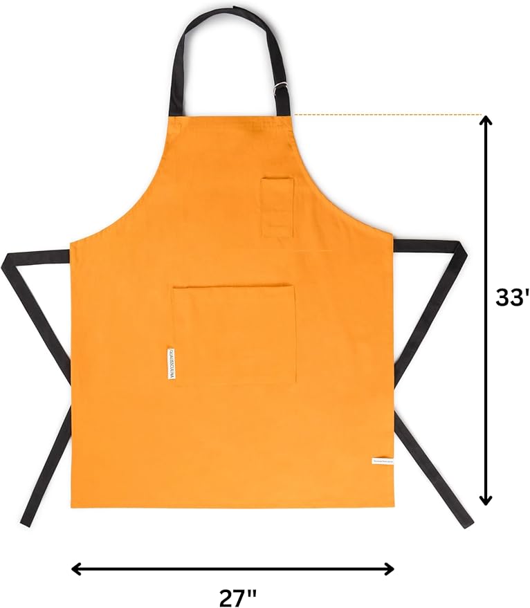 Cotton Canvas Apron for Women & Men – Adjustable Neck Strap & Waist Ties with Pockets