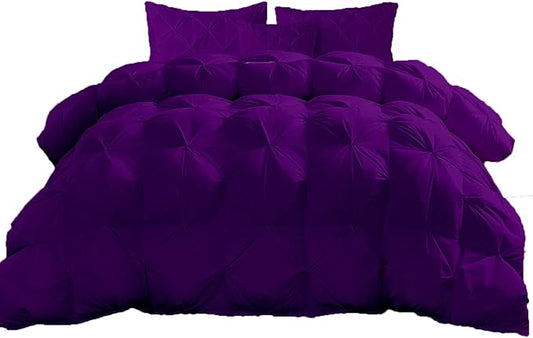 Hypoallergenic 1000-TC Pinch Pleated Down Alternative Comforter Full Size 82 x 86 Inches 1pc Comforter & 2 pcs Pillow Covers, 700 GSM & All Side Corner Tabs 100% Egyptian Cotton