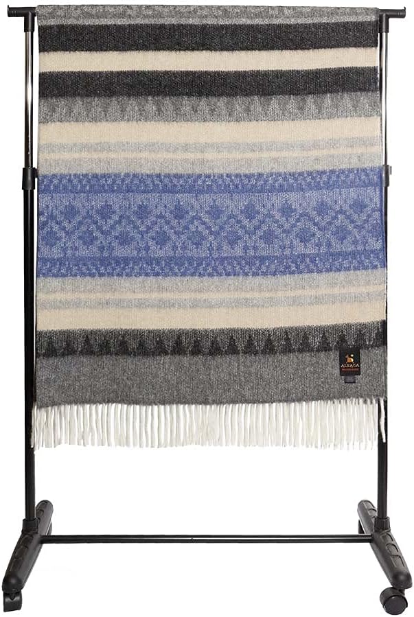 Alpaca Wool Blanket Throw Cherokee Design for Bed Couch Sofa Soft Warm Peruvian Alpaca Wool Blankets 72" x 60" (Gray/Charcoal Gray/Lapis Blue/Beige)