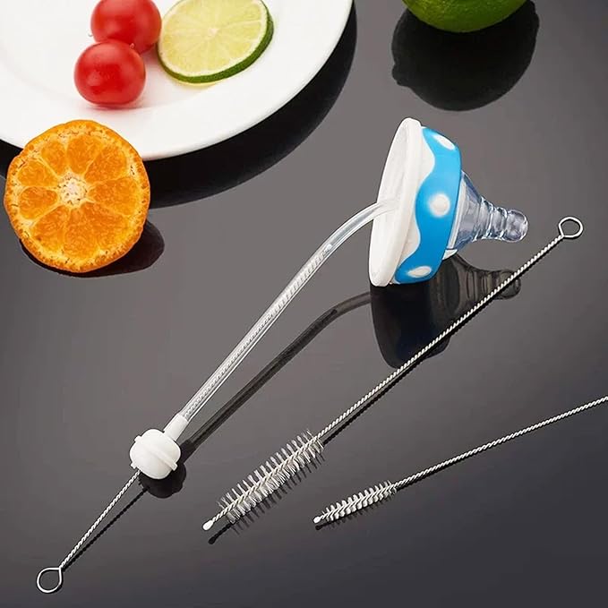 6pcs Stainless Steel Straw Replacement for 16oz Water Bottle, Includes 2 Cleaning Brushes, Reusable and BPA-Free Metal Straws