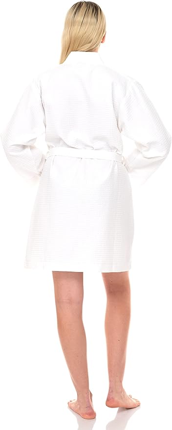 TowelSelections Womens Waffle Robe Kimono Spa Bathrobe Short Waffle Weave Bath Robe for Women XS to 3X