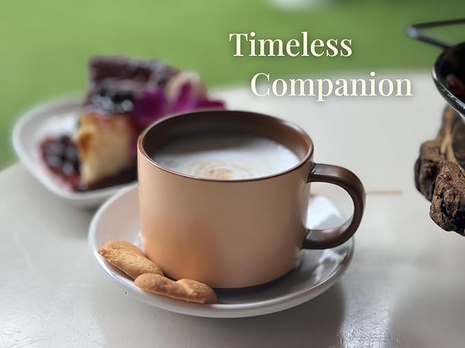 Hand Painted 12 oz Two‑Tone Ceramic Coffee Mug | Beige and Brown Matte | Dishwasher and Microwave Safe | Minimalist Home and Office Cup for Cappuccino, Latte, Cereal, Tea and Yogurt
