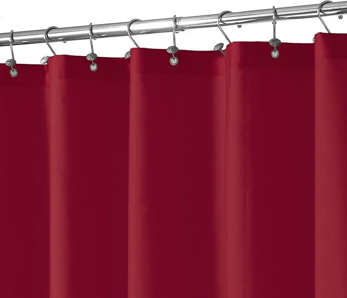 N&Y HOME Fabric Shower Curtain or Liner with Magnets - Hotel Quality Red Shower Curtain for Bathroom, Machine Washable, Water Repellent - Red, 72x72