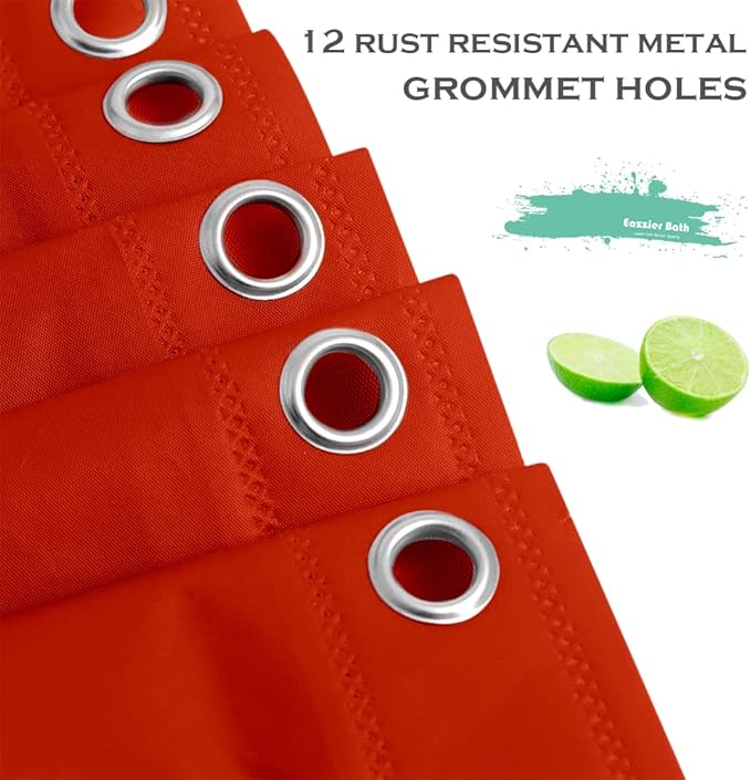 Tangerine Plastic Shower Curtain Or Liner, 72x72 Inch Lightweight Red Plastic Bathroom Shower Showroom Inner Curtain with Rustproof Metal Grommet Holes and Weighted Magnets