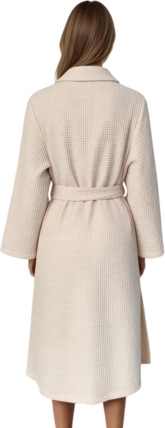 Women's Turkish Waffle Robe, Lightweight Cotton Long Bathrobe for Women